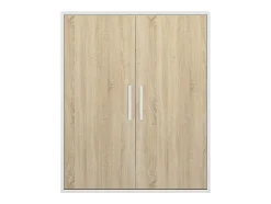 Armoire sous pente 2 portes - Blanc et naturel - ADEZIO