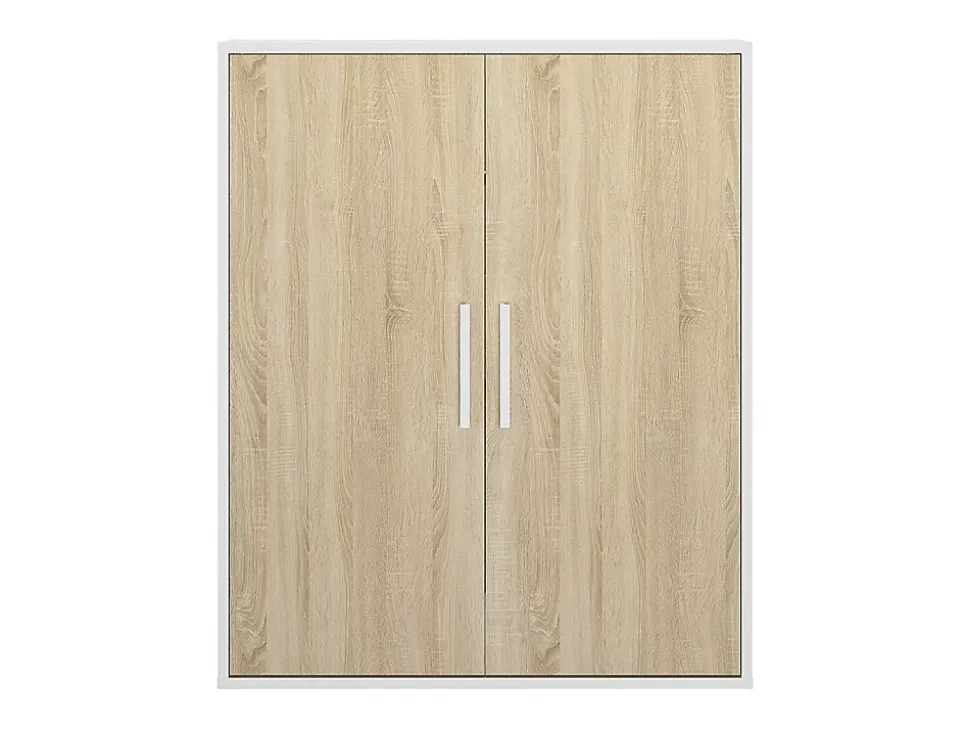 Armoire sous pente 2 portes - Blanc et naturel - ADEZIO