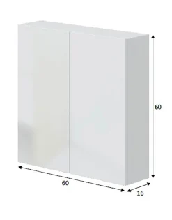 Armoire suspendue de salle de bain 60 cm avec 2 portes coloris blanc - Longueur 60 x Profondeur 16 x Hauteur 60 cm