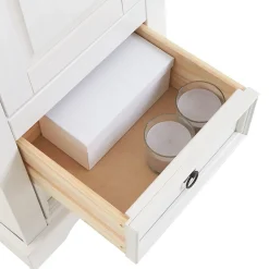 Armoire TEQUILA avec 1 porte et 2 tiroirs, en pin massif lasuré blanc et brun