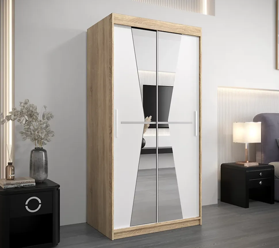 Armoire Tokyo 2 à portes coulissantes H. 200 x L. 100 x P. 62, 2 portes