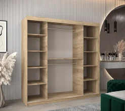 Armoire TOKYO 1 à portes coulissantes H. 200 x L. 200 x P. 62, 2 portes