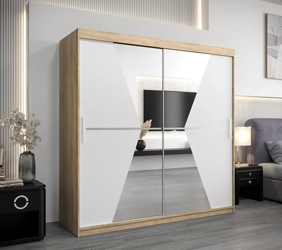 Armoire TOKYO 1 à portes coulissantes H. 200 x L. 200 x P. 62, 2 portes