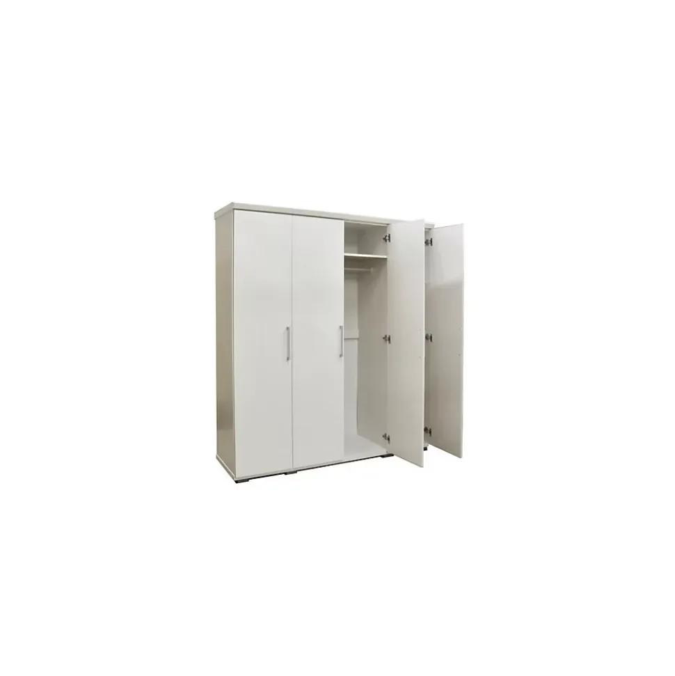 Armoire TOM 4 portes Blanc L160 x H183 cm Penderie intégrée