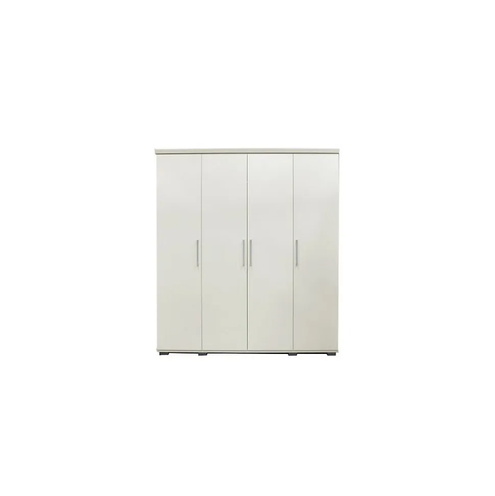 Armoire TOM 4 portes Blanc L160 x H183 cm Penderie intégrée