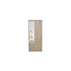 Armoire TOM 2 portes Chene Sonoma Avec miroir L80 x H185 cm