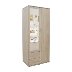 Armoire TOM 2 portes Chene Sonoma Avec miroir L80 x H185 cm