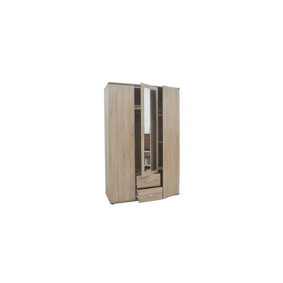 Armoire TOM 3 portes Chene Sonoma Avec miroir L120 x H185 cm