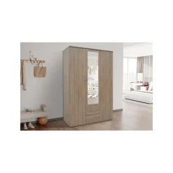 Armoire TOM 3 portes Chene Sonoma Avec miroir L120 x H185 cm