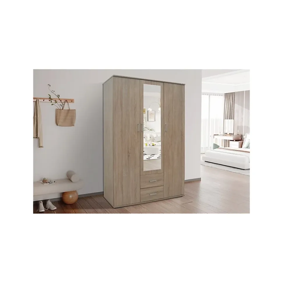 Armoire TOM 3 portes Chene Sonoma Avec miroir L120 x H185 cm