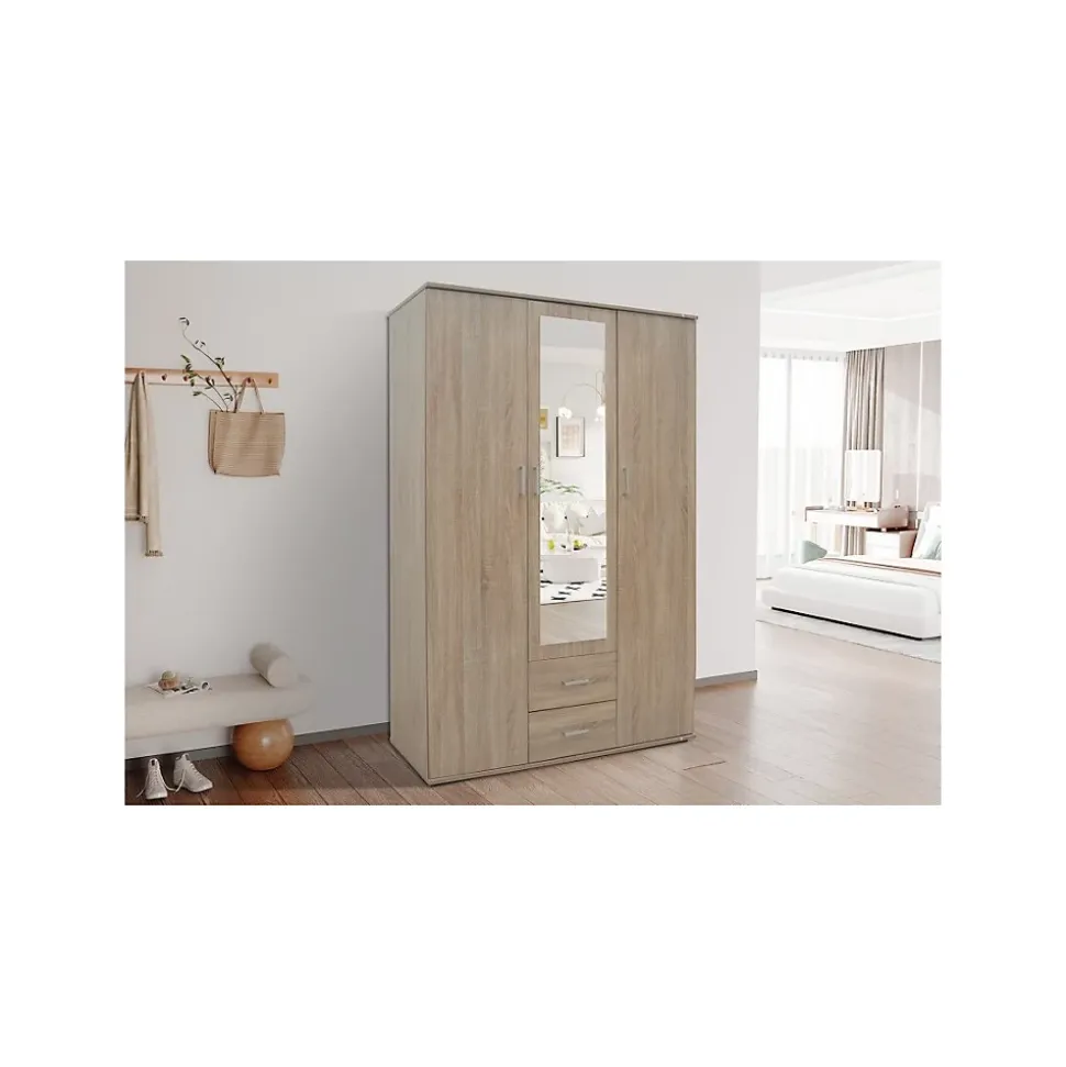 Armoire TOM 3 portes Chene Sonoma Avec miroir L120 x H185 cm