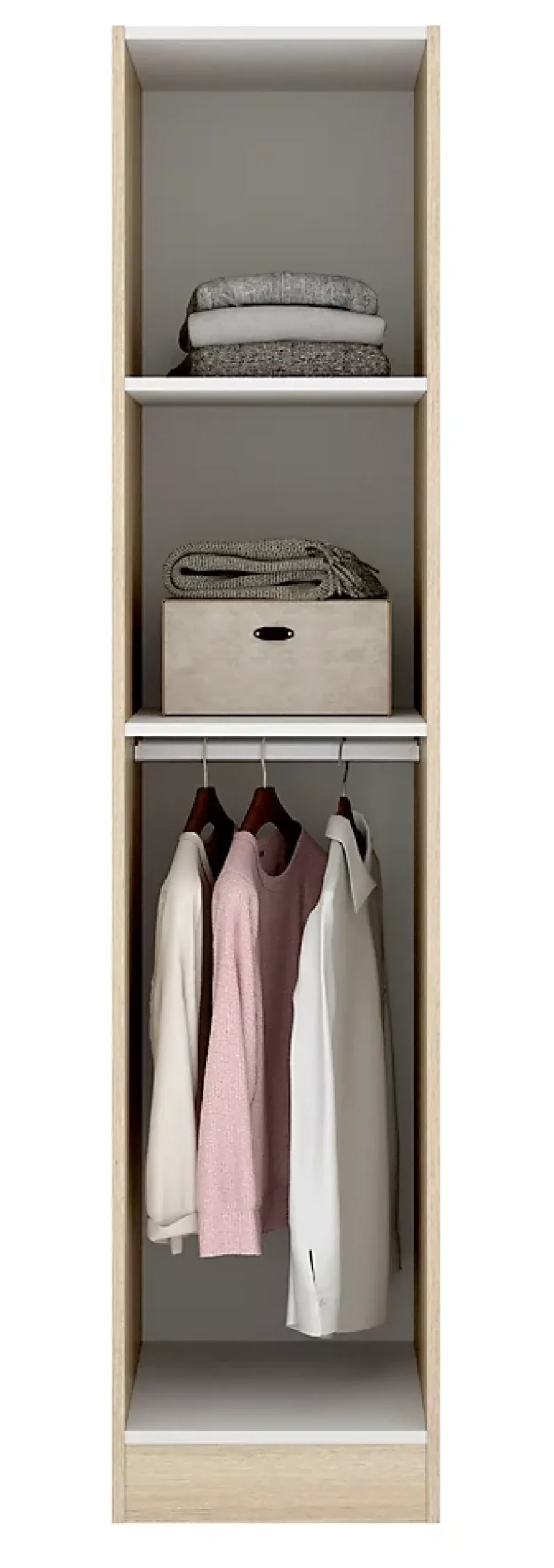 Armoire étroite avec porte en panneaux de particules mélaminés coloris chêne - Longueur 41 x Profondeur 52 x Hauteur 184 cm