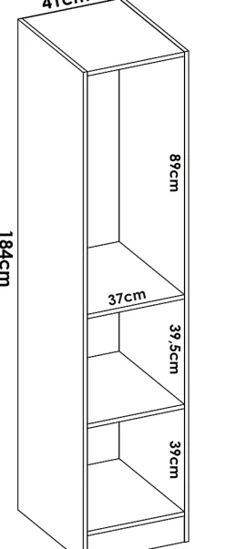 Armoire étroite avec porte en panneaux de particules mélaminés coloris chêne - Longueur 41 x Profondeur 52 x Hauteur 184 cm