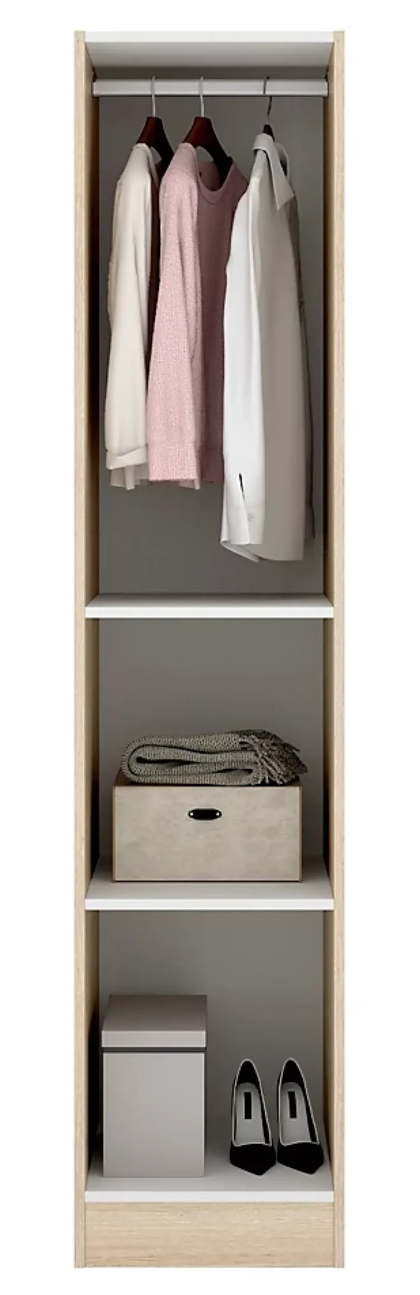 Armoire étroite avec porte en panneaux de particules mélaminés coloris chêne - Longueur 41 x Profondeur 52 x Hauteur 184 cm