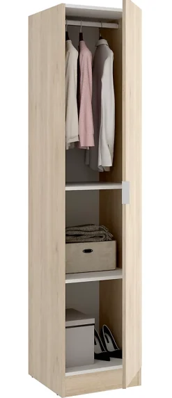 Armoire étroite avec porte en panneaux de particules mélaminés coloris chêne - Longueur 41 x Profondeur 52 x Hauteur 184 cm