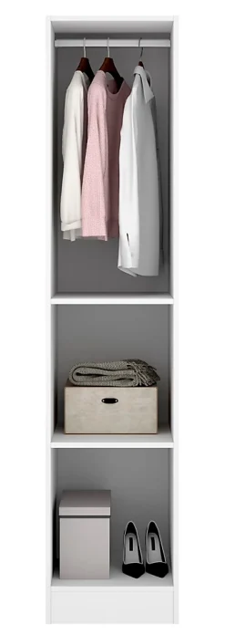 Armoire étroite avec porte en panneaux de particules mélaminés coloris blanc - Longueur 41 x Profondeur 52 x Hauteur 184 cm