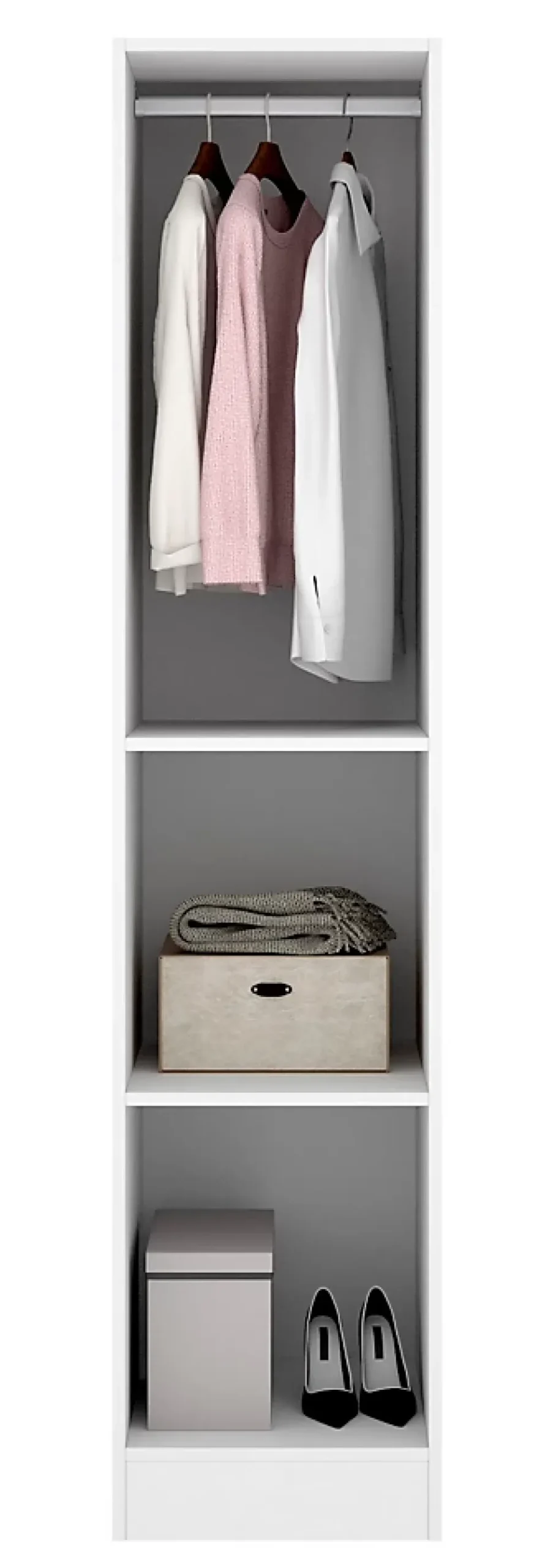 Armoire étroite avec porte en panneaux de particules mélaminés coloris blanc - Longueur 41 x Profondeur 52 x Hauteur 184 cm