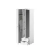 Armoire VARIA - Décor blanc - 2 portes battantes + 1 miroir + 2 tiroirs - L 81 x H 185 x P 51 cm - PARISOT