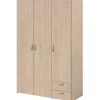 Armoire VARIA - Décor chene et blanc - 3 portes - 2 tiroirs - 120,3 x 185 x 51,3