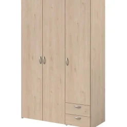 Armoire VARIA - Décor chene et blanc - 3 portes - 2 tiroirs - 120,3 x 185 x 51,3