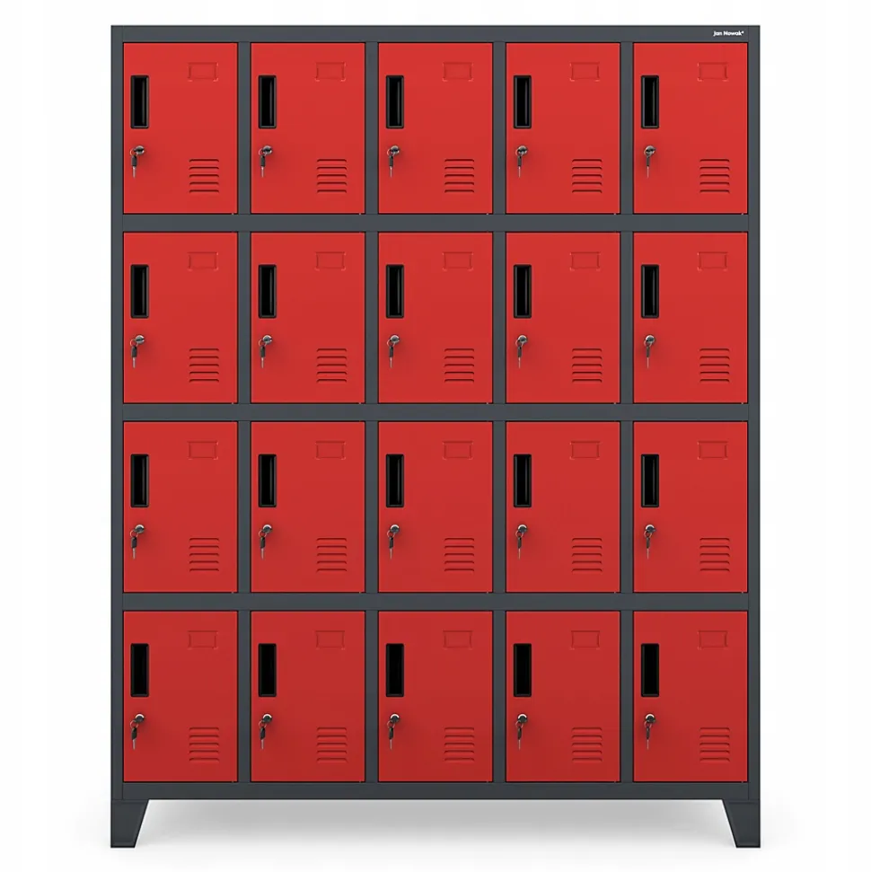 Armoire vestiaire à casiers ROBERT 1360 x 1720 x 450 mm rouge