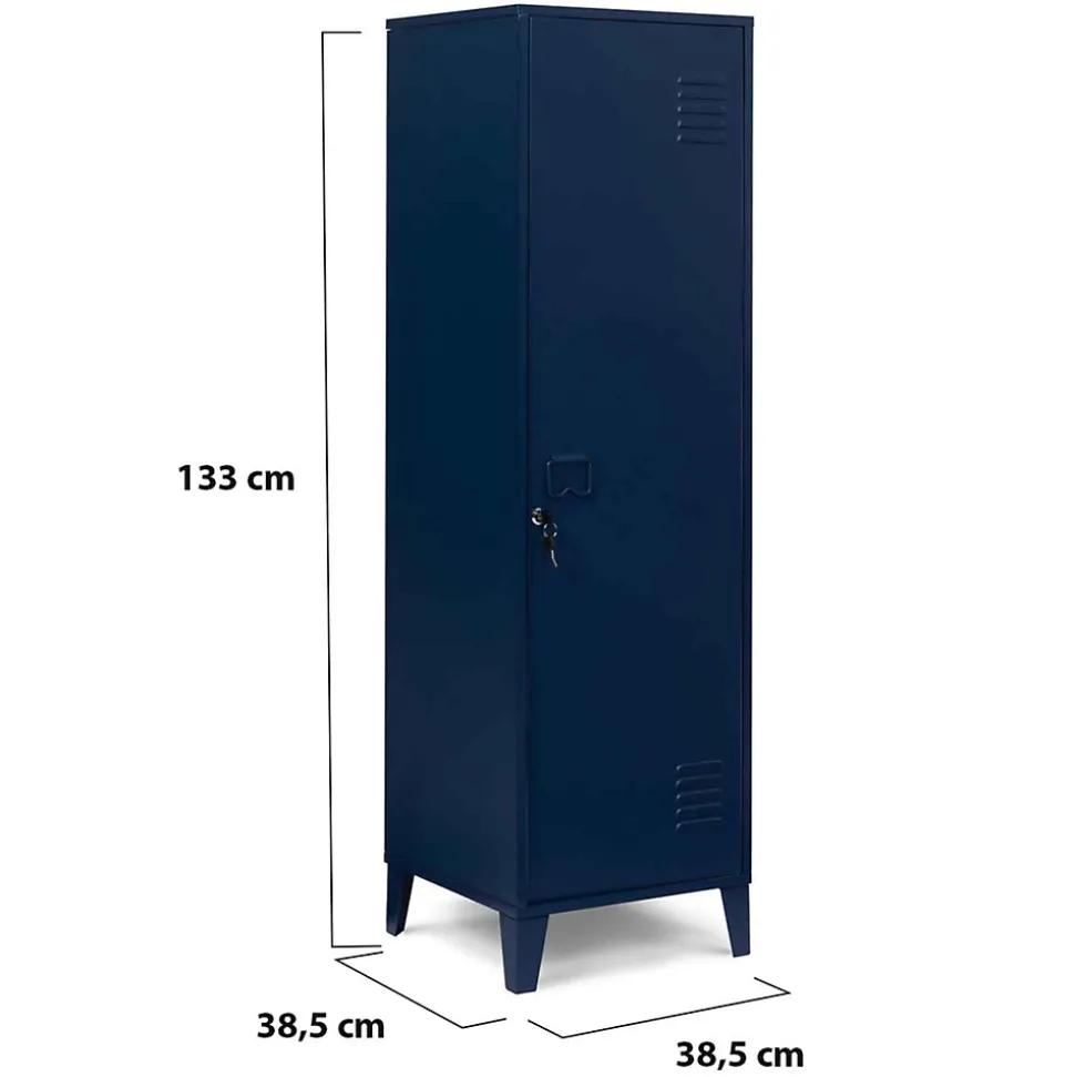 Armoire vestiaire ESTER 1 porte métal bleu foncé design industriel