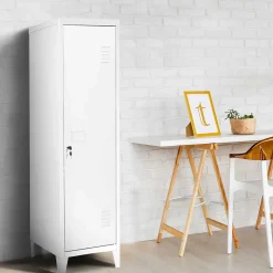 Armoire vestiaire ESTER 1 porte métal blanc design industriel
