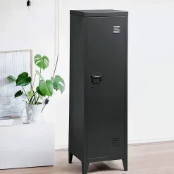 Armoire vestiaire métallique à Casiers, Meuble de Rangement verrouillables en métal Dimensions 137 x 38,5 x 38,5 cm, Noir