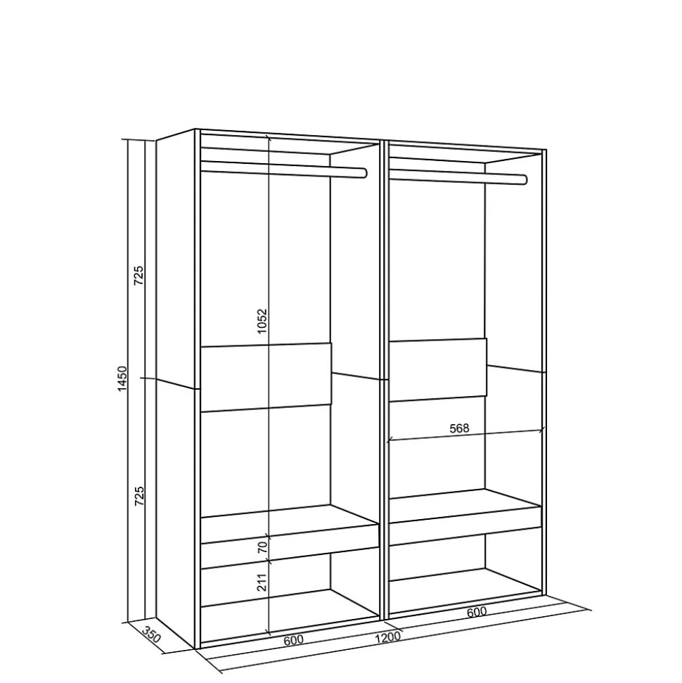 Armoire Vestiaire ouvert 120x35x145cm couleur blanc