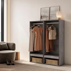 Armoire Vestiaire ouvert 120x35x145cm couleur gris ciment