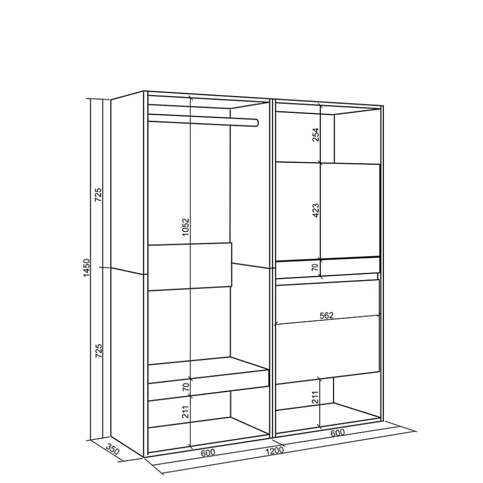 Armoire Vestiaire ouvert meuble chaussures 120x35x145cm couleur chêne