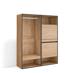 Armoire Vestiaire ouvert meuble chaussures 120x35x145cm couleur chêne