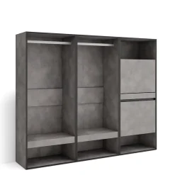Armoire Vestiaire ouvert meuble chaussures 180x35x145cm couleur gris