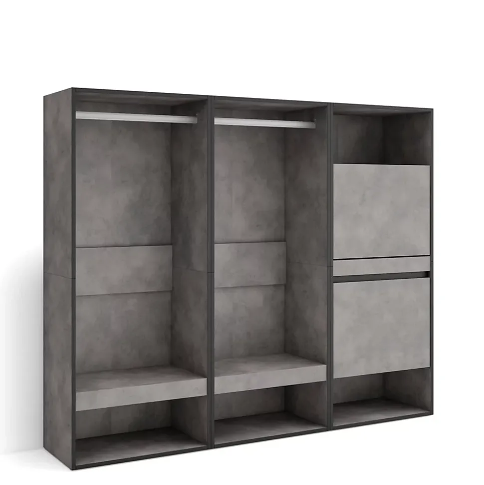 Armoire Vestiaire ouvert meuble chaussures 180x35x145cm couleur gris
