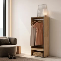 Armoire Vestiaire ouvert 60x35x145cm couleur chêne