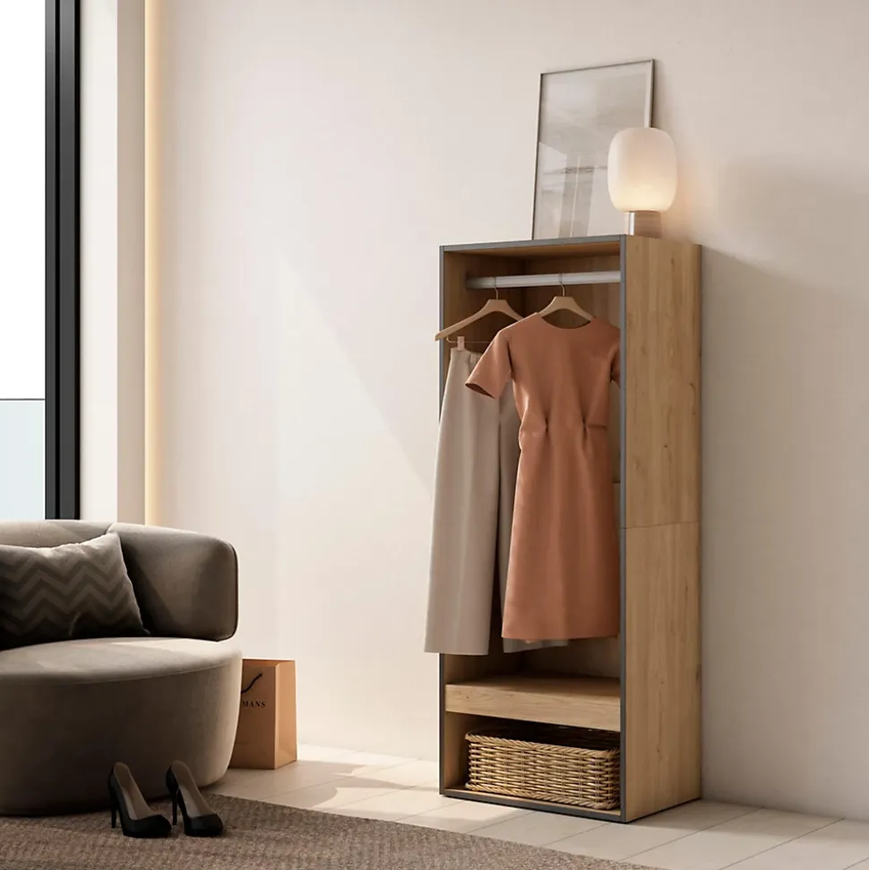 Armoire Vestiaire ouvert 60x35x145cm couleur chêne
