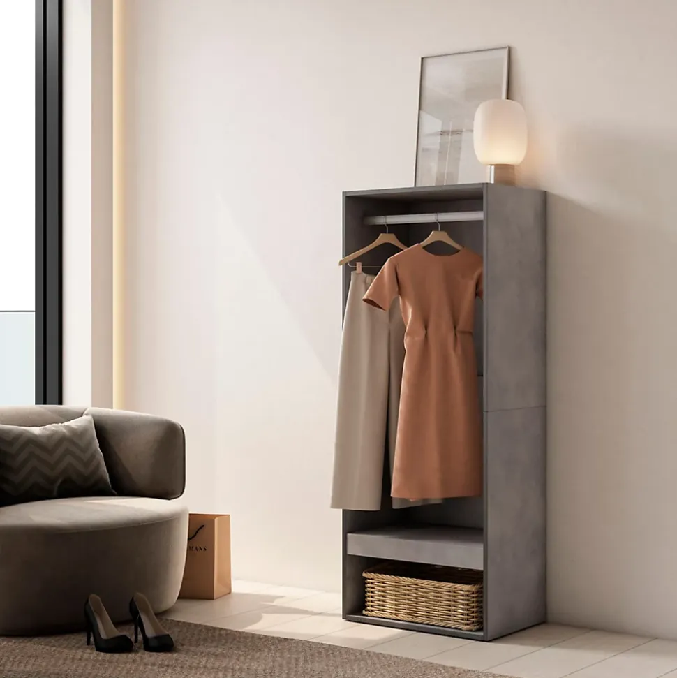 Armoire Vestiaire ouvert 60x35x145cm couleur gris ciment