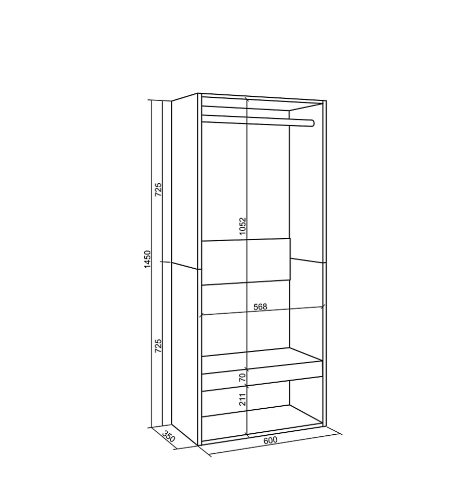 Armoire Vestiaire ouvert 60x35x145cm couleur gris ciment