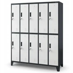 Armoire vestiaire pour vêtements de travail, 10 portes BARTEK, 900 x 1850 x 500 mm, blanc anthracite