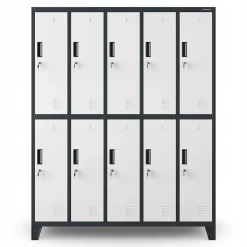 Armoire vestiaire pour vêtements de travail, 10 portes BARTEK, 900 x 1850 x 500 mm, blanc anthracite