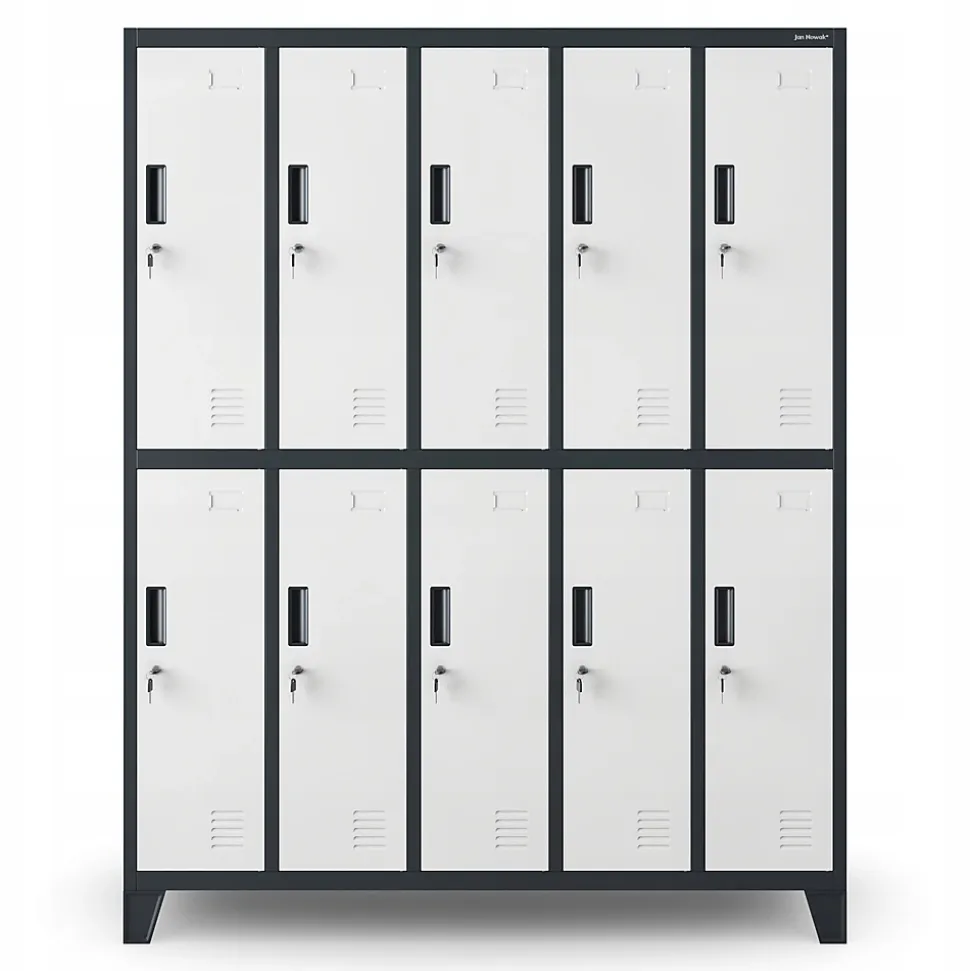 Armoire vestiaire pour vêtements de travail, 10 portes BARTEK, 900 x 1850 x 500 mm, blanc anthracite