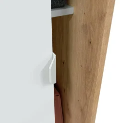 Armoire Waterbury, Armoire de chambre avec 2 portes, Armoire avec 3 Etageres et tringle à vêtements, 120x50h200 cm, Blanc et Chêne
