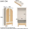 Armoire 85.5x52x180.5cm - Étagères et tringles à vêtements réglables - 2 portes en rotin et 1 tiroir - Blanc + Naturel