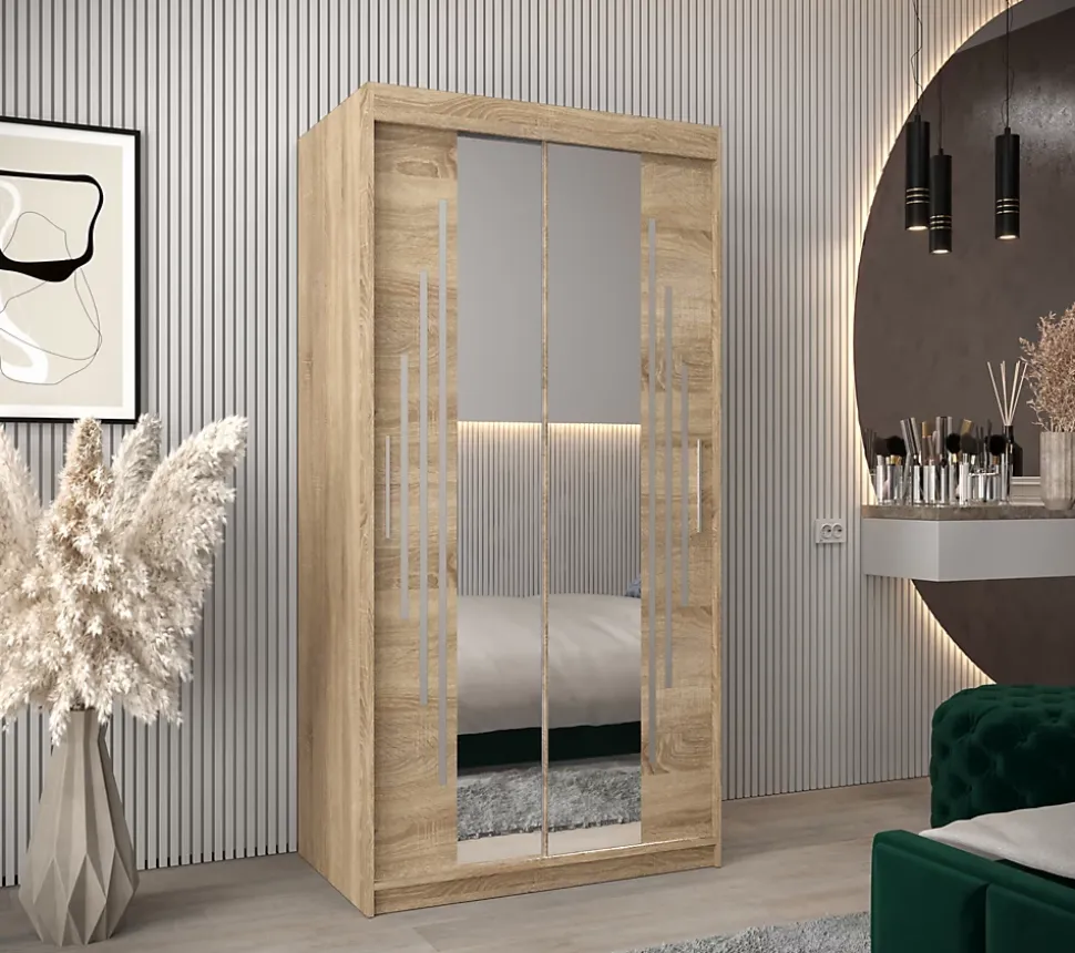 Armoire York 1 a portes coulissantes H. 200 x L. 100 x P. 62 2 portes