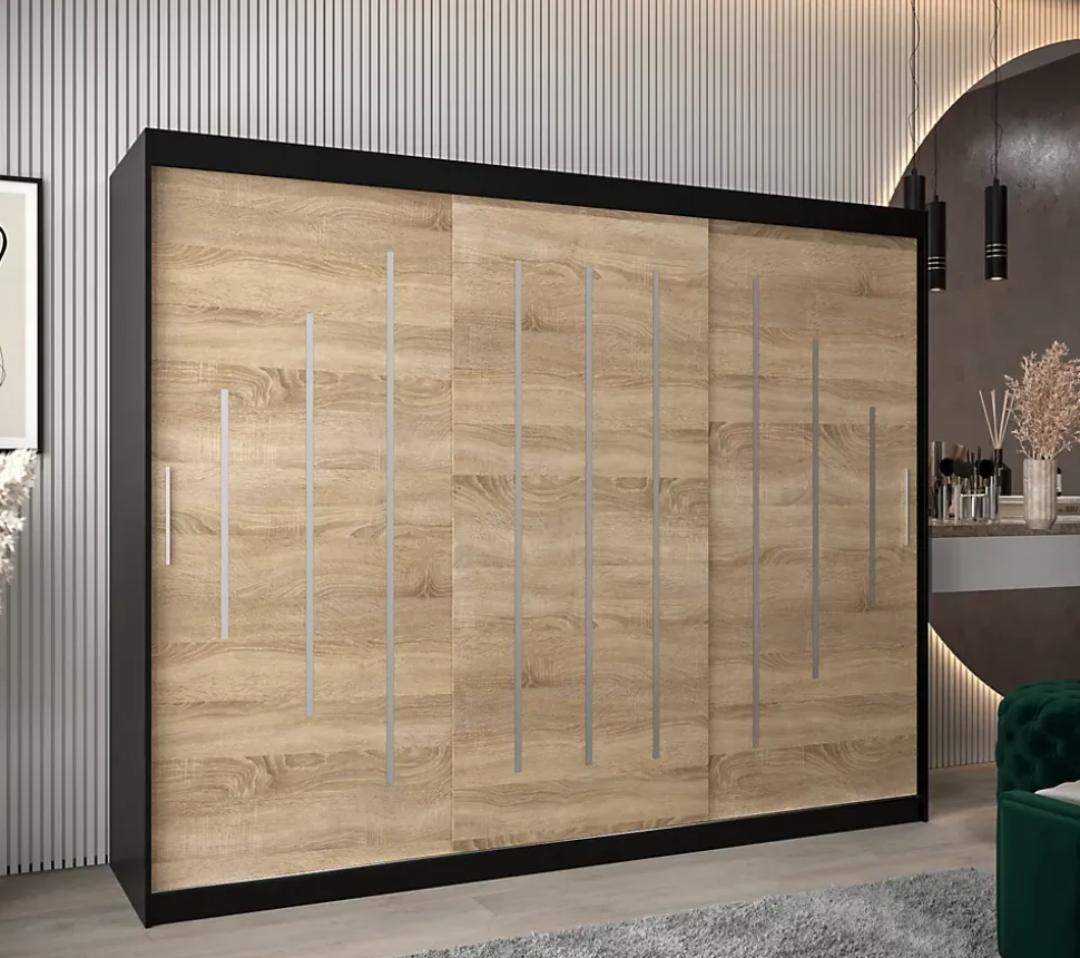 Armoire York a portes coulissantes H. 200 x L. 250 x P. 62 3 portes
