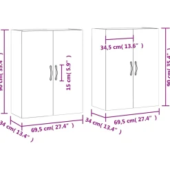 Armoires murales 2 pcs sonoma gris bois d'ingénierie vidaXL