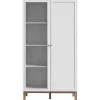 Armoirette vitrée décor gris et chêne avec portes réversibles - UDINE