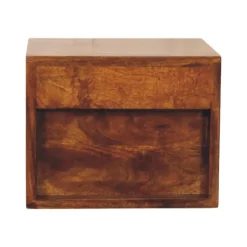 Artisan Furniture Bois massif Solis châtaignier table de chevet à fixation murale, 2 tiroirs, marron foncé