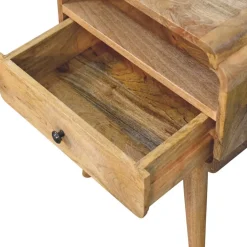 Artisan Furniture Bois massif Newton effet chêne table de chevet, 1 tiroir, 1 étagère, beige
