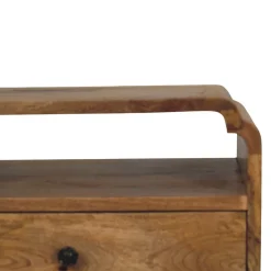 Artisan Furniture Bois massif Newton effet chêne table de chevet, 1 tiroir, 1 étagère, beige